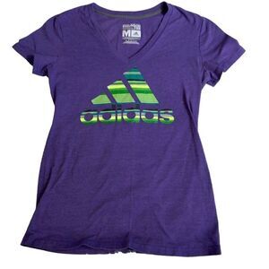 Adidas Feel Good Tee Womens Size M Medium V-neck Purple T-shirt Short Sleeve